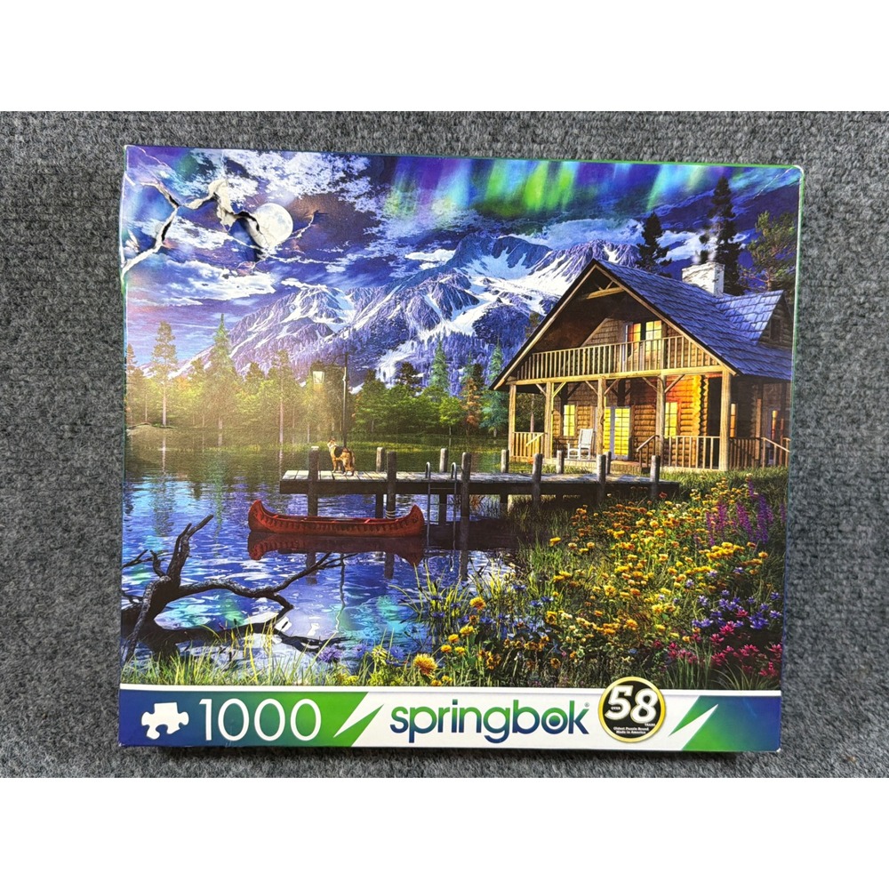 Springbok 1000 Pc Northern Lights Cabin Jigsaw Puzzle Dominic Davison 38-11086